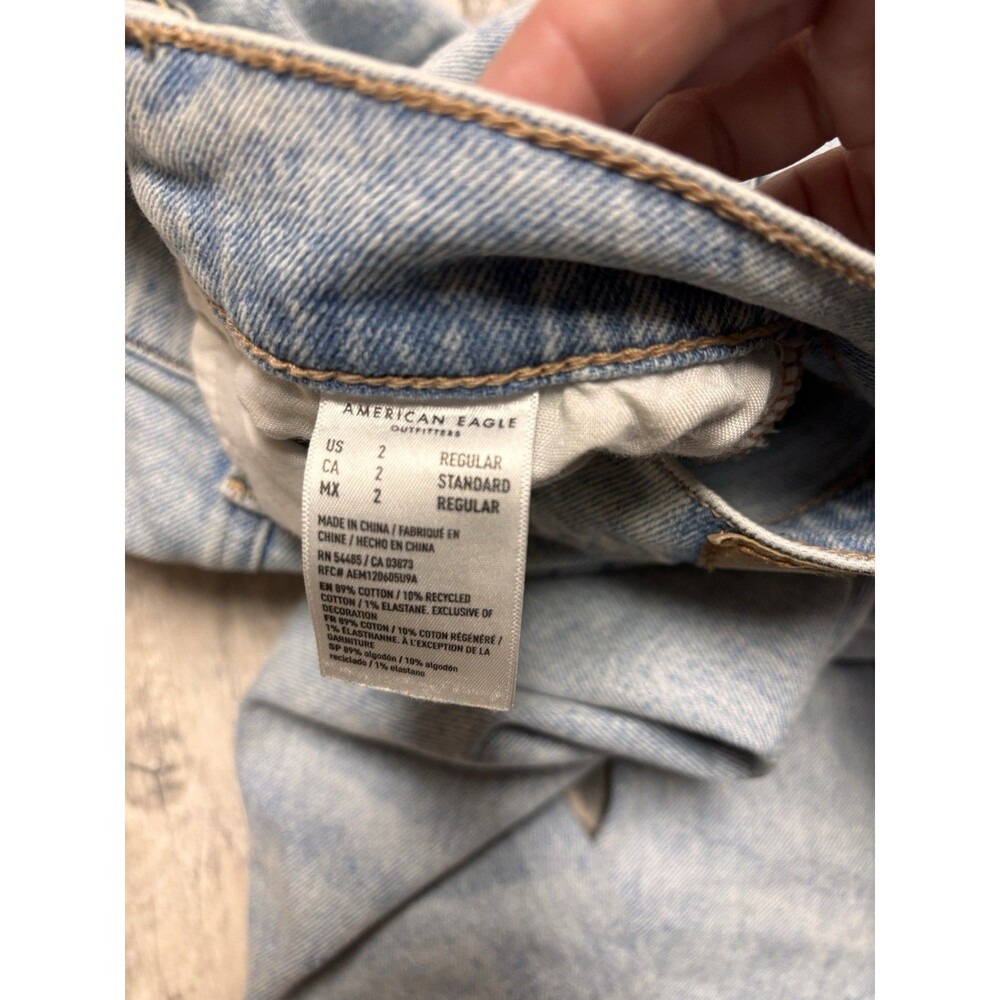 American Eagle Womens Super High Rise Ankle Straight Jeans Size 2 Distressed - Picture 4 of 9